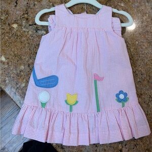 Florence Eiseman Pink and White Seersucker Golf Spring Dress Set w/ Bloomer NWT